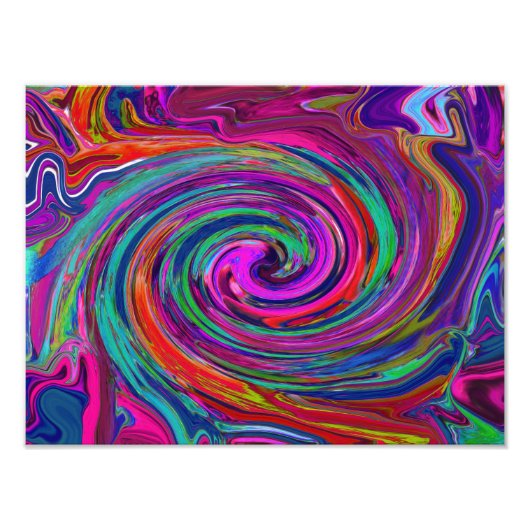 Impression Photo Super Abstrait Retro Magenta Dark Rainbow Swirl (Devant)