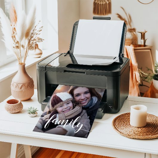 Impression photo superposée de script de famille