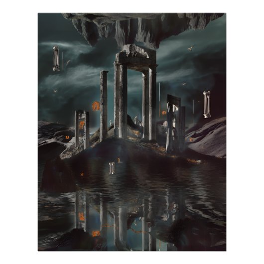 Impression Photo Surreal Floating Ruins Obsidian Pool (Devant)