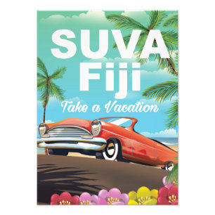 Impression Photo Suva, affiche vintage de vacances à Fidji