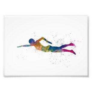 Impression Photo swimmer in watercolor