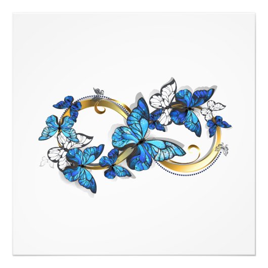 Impression Photo Symbol Infinity of Blue Morpho Butterflies (Devant)