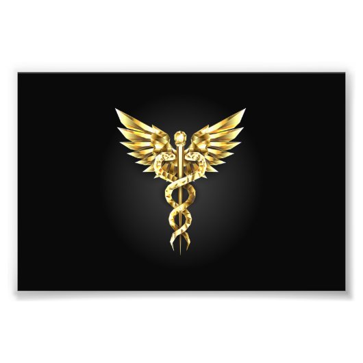Impression Photo Symbole caducee polygonal or (Devant)