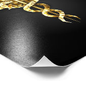 Impression Photo Symbole caducee polygonale en or (Coin)