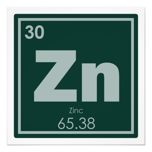 Impression Photo Symbole chimique de l'élément de zinc chimie formu (Devant)