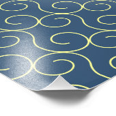 Impression Photo Symbole de longévité chinois Shou - bleu et jaune (Coin)