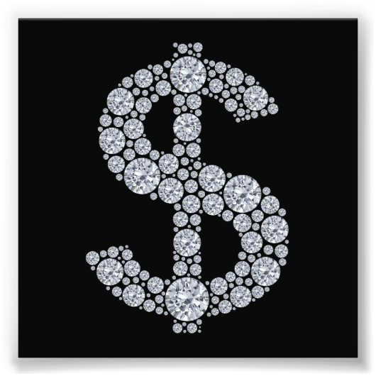 Impression Photo SYMBOLE Dollar Diamant Bling (Devant)