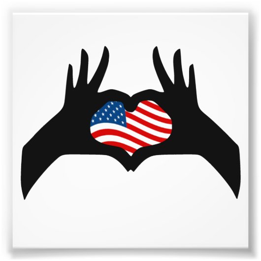 Impression Photo Symbole du coeur des mains États-Unis drapeau amér (Devant)