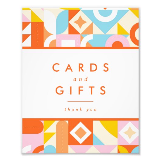 Impression Photo Symbole Funky Modern Orange Baby shower Cartes & C (Devant)