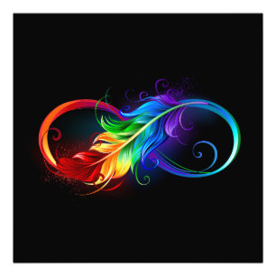 Impression Photo Symbole infini avec plume arc-en-ciel