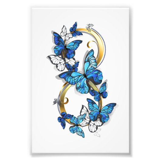 Impression Photo Symbole infini de papillons Morpho bleus (Devant)