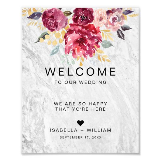 Impression Photo SYMBOLE Mariage D'OR Floral Marbre D'Argent (Devant)