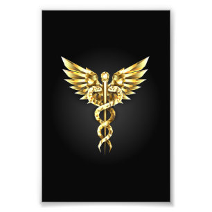 Impression Photo Symbole Polygonal Or Caduceus