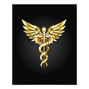 Impression Photo Symbole Polygonal Or Caduceus