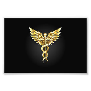 Impression Photo Symbole Polygonal Or Caduceus