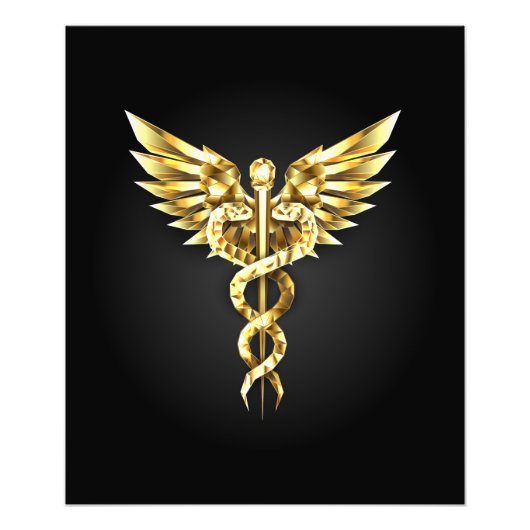 Impression Photo Symbole Polygonal Or Caduceus (Devant)
