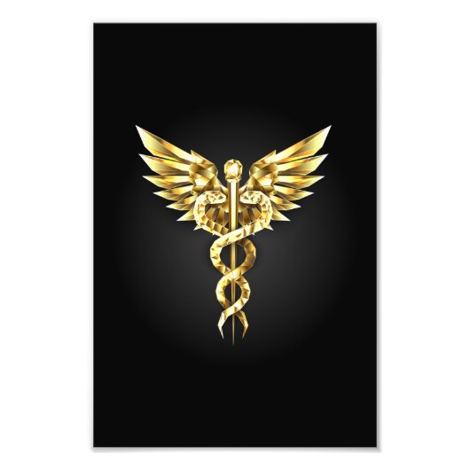 Impression Photo Symbole Polygonal Or Caduceus (Devant)