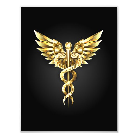 Impression Photo Symbole Polygonal Or Caduceus (Devant)