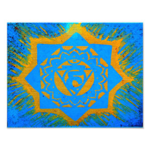Impression Photo symbole tantrique tibétain bleu or