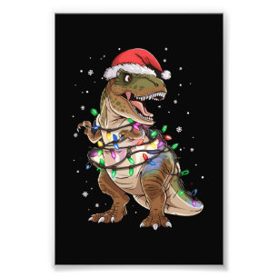Impression Photo T-shirt de Noël avec arbre et dinosaure T-rex Xmas