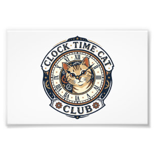 Impression Photo T-shirt graphique Chat Heure Horloge - Chat Heure