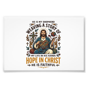 Impression Photo T-Shirt Jésus Crochet Tricot Foi Inspirante