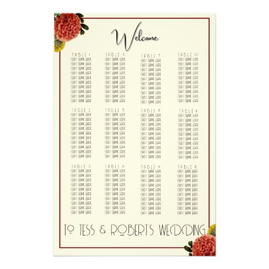 Impression Photo Tableau de mariage Hydrangea Vintage BOHO (Devant)