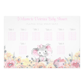 Impression Photo Tableau de placement pour Baby Shower Fille Fleur