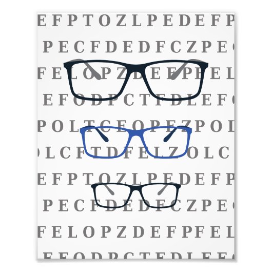 Impression Photo Tableau de test oculaire d'opticien et lunettes (Devant)