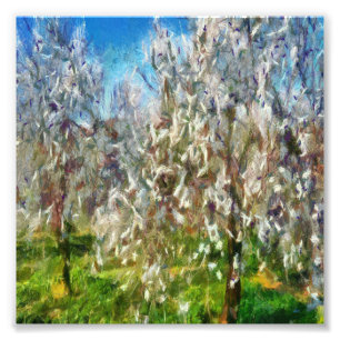 Impression Photo Tableau Pointillisme Pointillisme De Fleur D'Amand