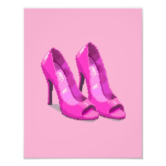 Impression Photo Talons Hauts Roses Style Pixel Art 64 Bits (Devant)