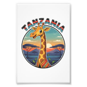 Impression Photo Tanzanie girafe animal national symbole dessin ani