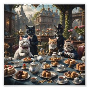 Impression Photo Tea Party de chats victoriens
