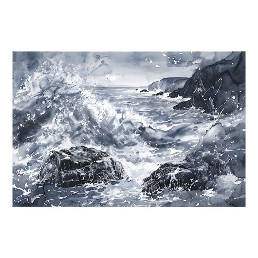 Impression Photo Tempête sur la côte galloise (Devant)