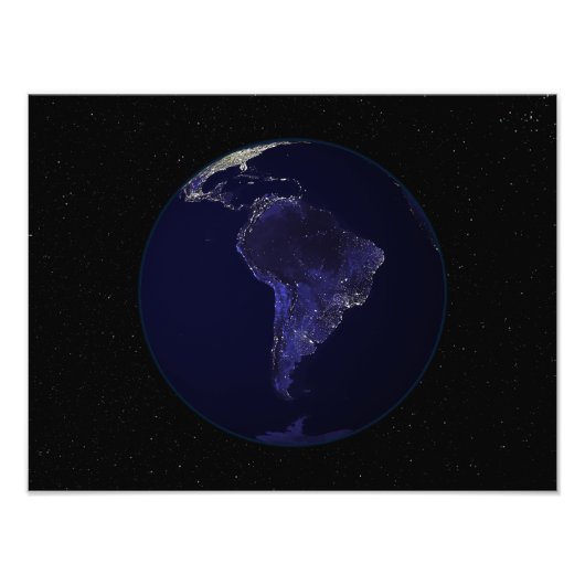 Impression Photo Terre entière la nuit montrant les lumières de la  (Devant)