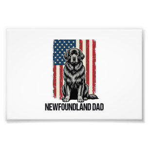 Impression Photo Terre-Neuve Papa Chien Patriotique Vintage