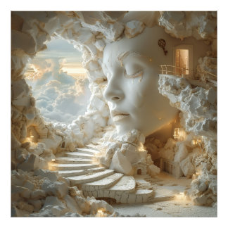 Impression Photo Tête de marbre surréaliste Intérieur Paysage oniri