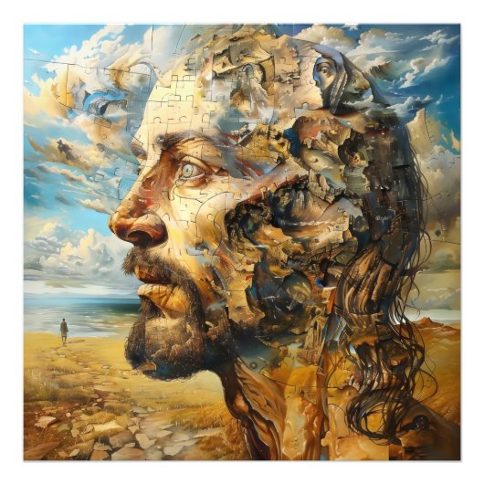 Impression Photo Tête de puzzle surréalisme (Devant)