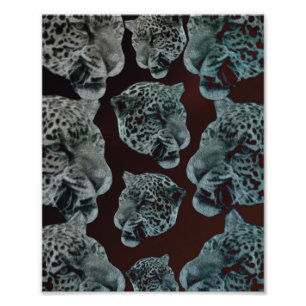 Impression Photo Têtes psychédéliques rouges noires de léopard