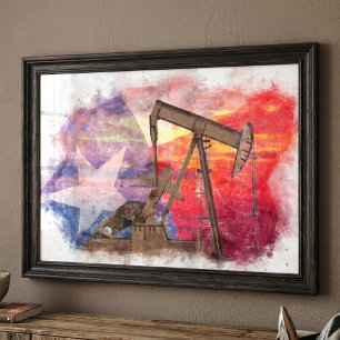 Impression Photo Texas Oil Pumpjack : patrimoine artistique de l'Ét