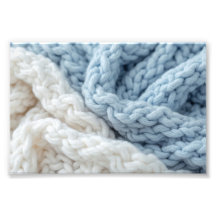 Texture de laine tricotée bleue et blanche douille