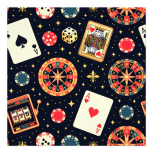 Impression Photo Thème de motif de casino sur fond noir