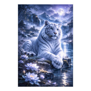 Impression Photo Tigre Blanc Gardien – Force Silencieuse et Douceur