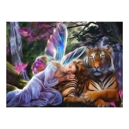 Impression Photo Tigre et papillon (Devant)