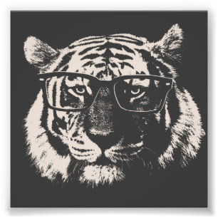 Impression Photo Tigre Hipster Avec Verre