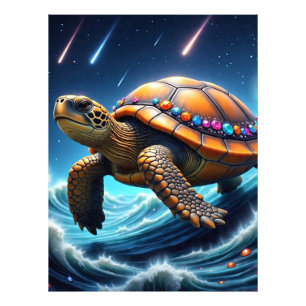 Impression Photo Tortue de mer galactique