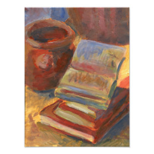 Impression Photo Toujours la vie avec des livres à lire la peinture