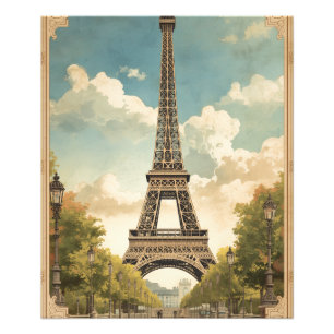 Impression Photo Tour Eiffel Paris Voyage Style Rétro Art Vintage