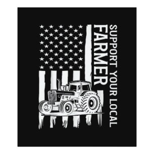 Impression Photo Tracteur d'agriculture patriote Drapeau USA Fête d