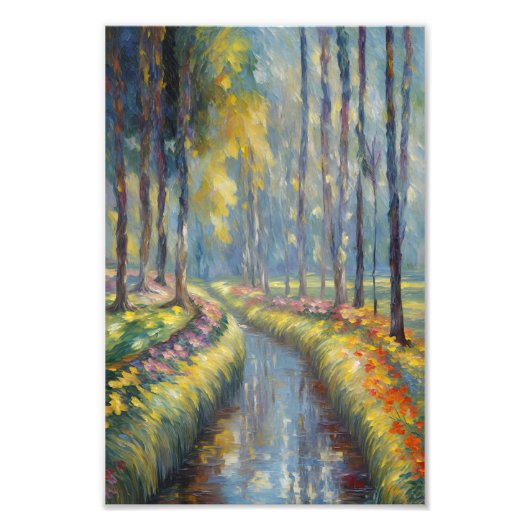 Impression Photo Tranquil River Path Impressionniste Paysage Art (Devant)
